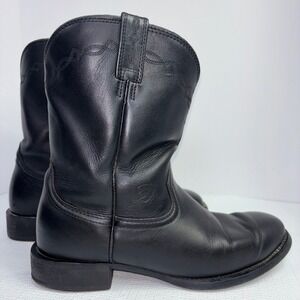 Ariat Boots Black Leather Size 10.5 EE Western Cowboy Wide Square Toe 10002280